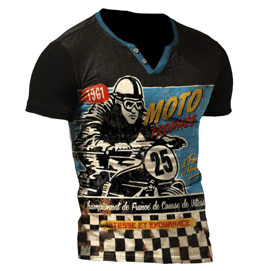 

Men's Outdoor Motorcycle Print Casual Short Sleeve Shirt