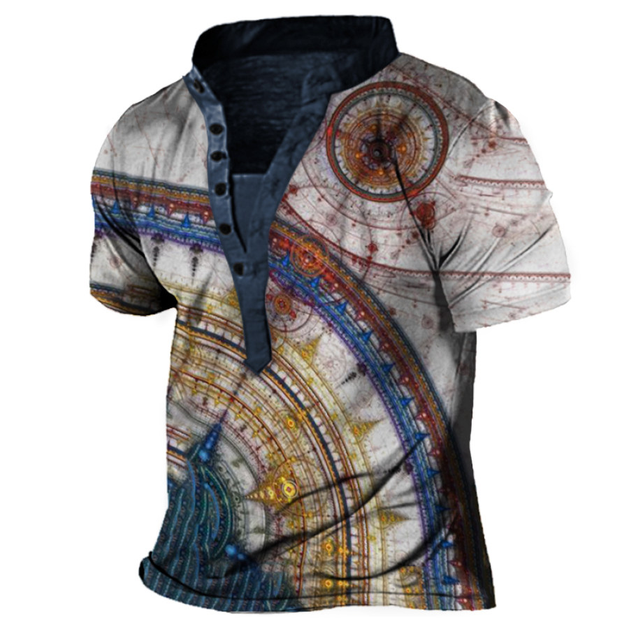 

Men's Outdoor Printed Casual Henley Shirt