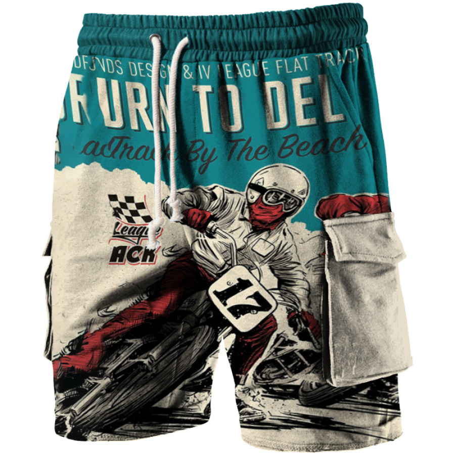 

Men's Outdoor Motorcycle Print Casual Shorts