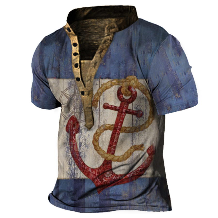 

Men's Outdoor Printed Casual Henley Shirt