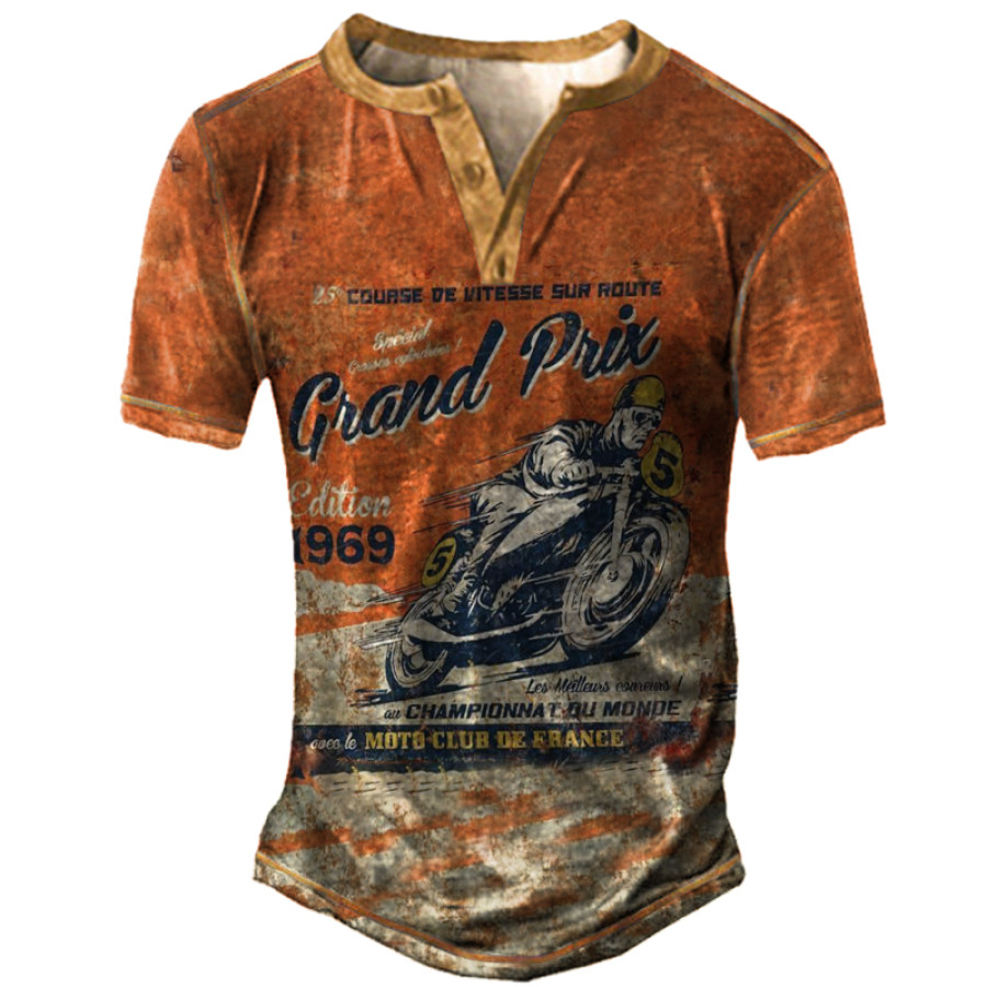 

Men's Outdoor Motorcycle Print Casual Short Sleeve T-Shirt