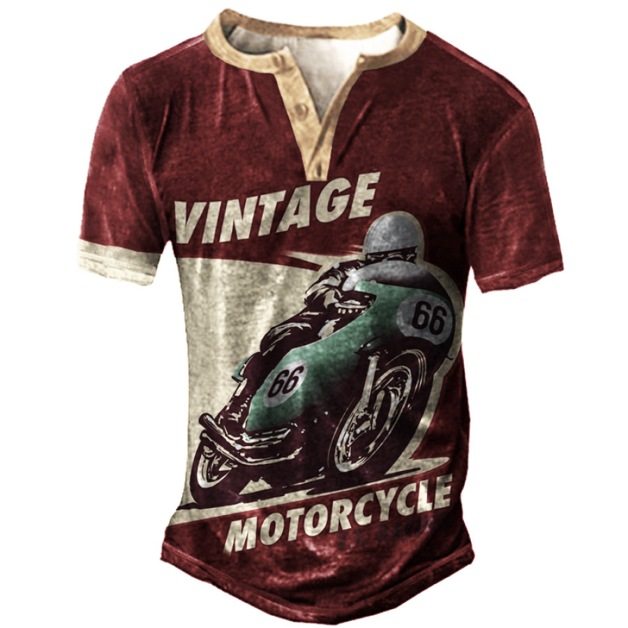 

Men's Outdoor Motorcycle Print Casual Short Sleeve T-Shirt