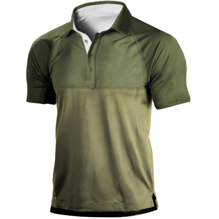 

Men's Outdoor Tactical Patchwork Henley Collar T-Shirt