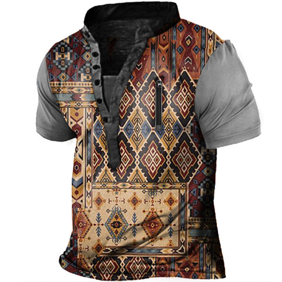 

Men's Outdoor Western Style Print Henley Shirt