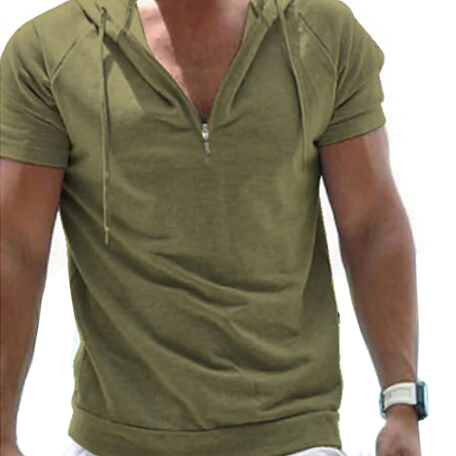 

Men's Outdoor Hooded Zip Casual T-Shirt