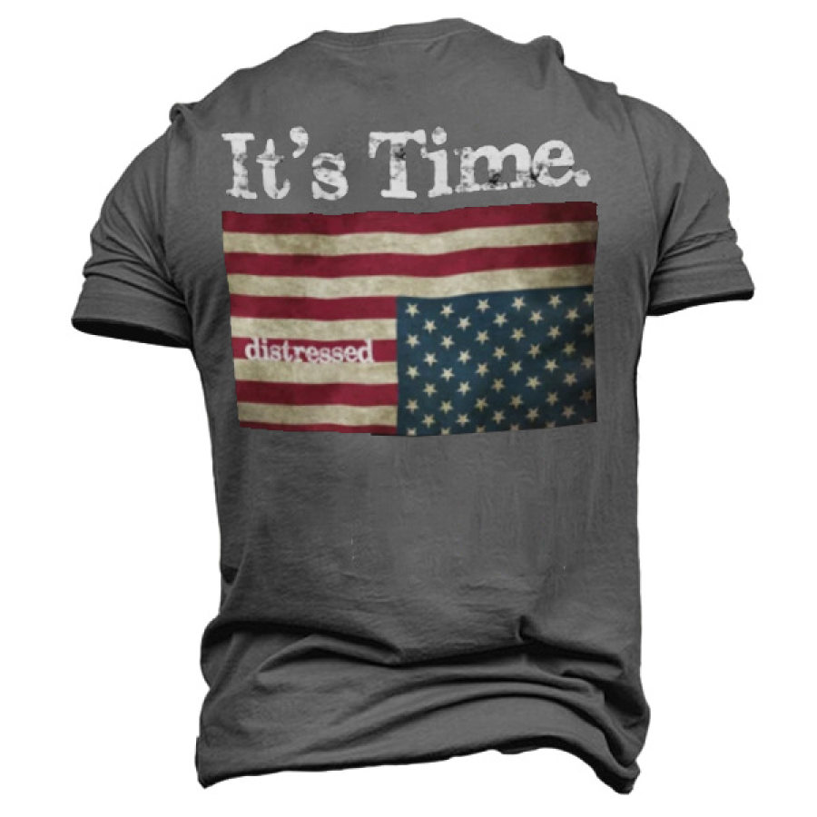 

Upside Down Flag Under Distress It's Time To Save America Men's T-Shirt