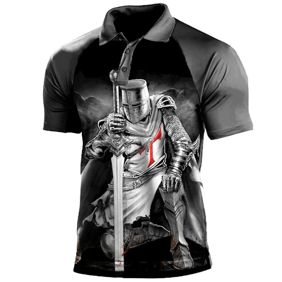 

Men's Outdoor Templar Print Casual HenleyShirt
