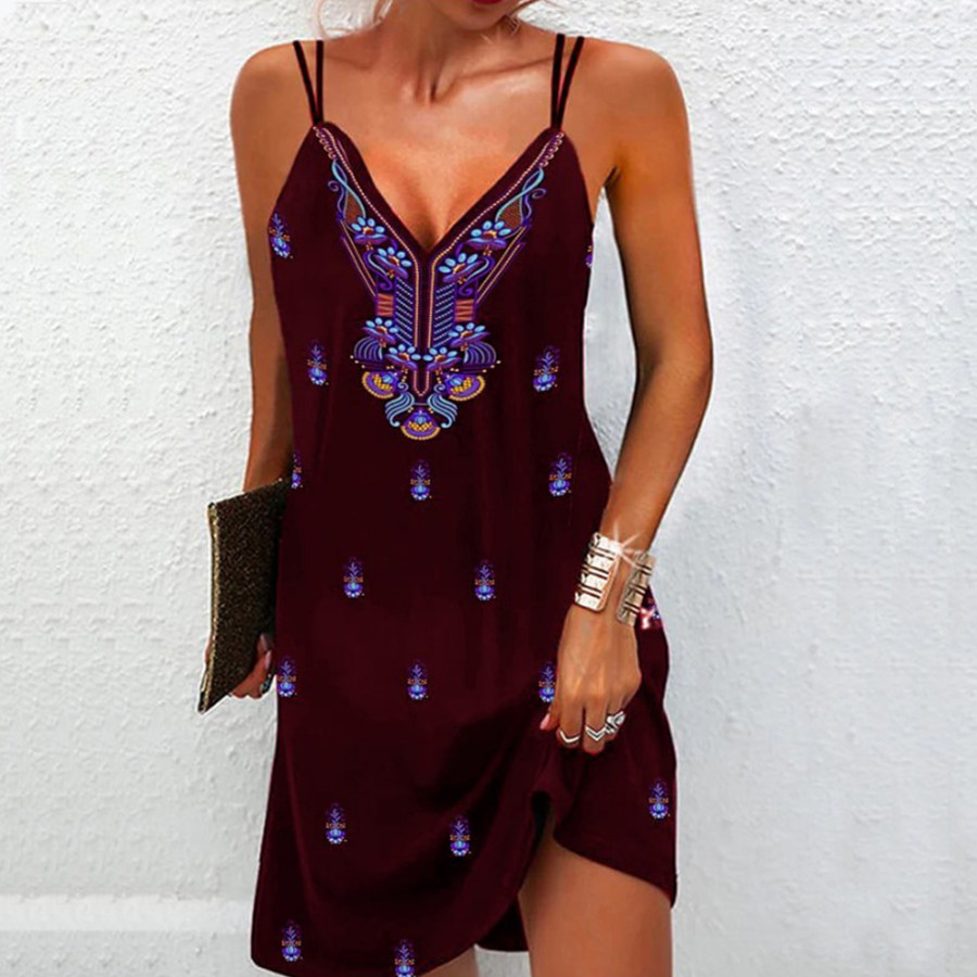 

Women's Bohemian Print Summer Sleeveless Dress