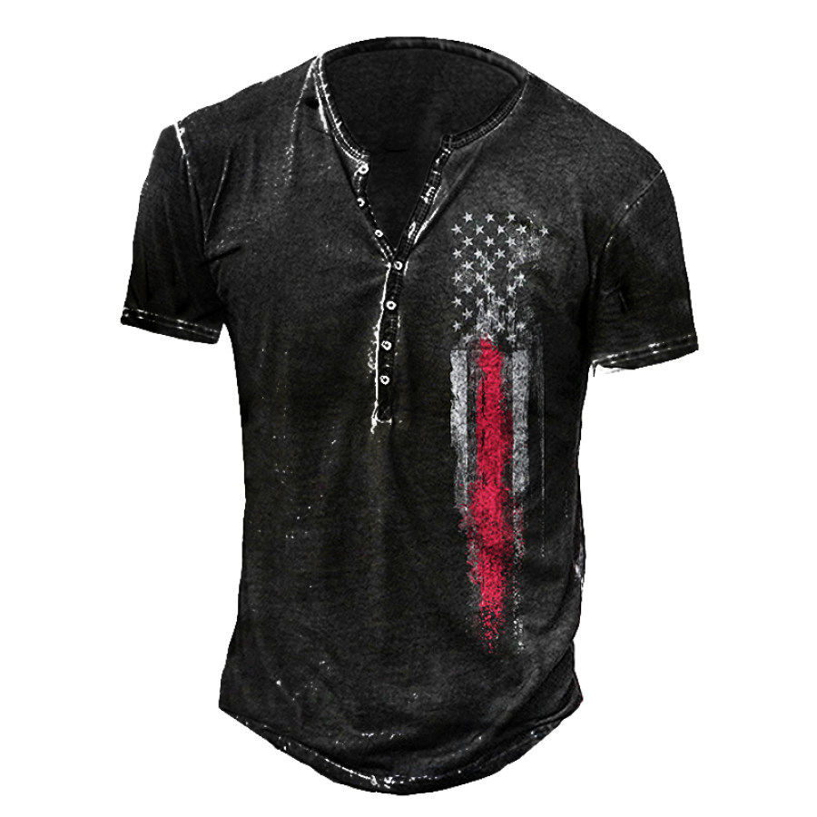 

Camisa Masculina Henley Com Estampa De Bandeira Ao Ar Livre