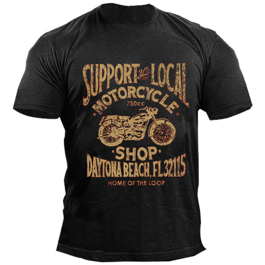 

Men's Vintage Motorcycle Print Crew Neck T-Shirt