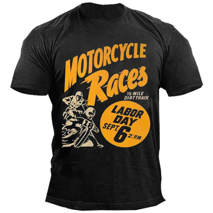 

Men's Vintage Motorcycle Race Print T-Shirt