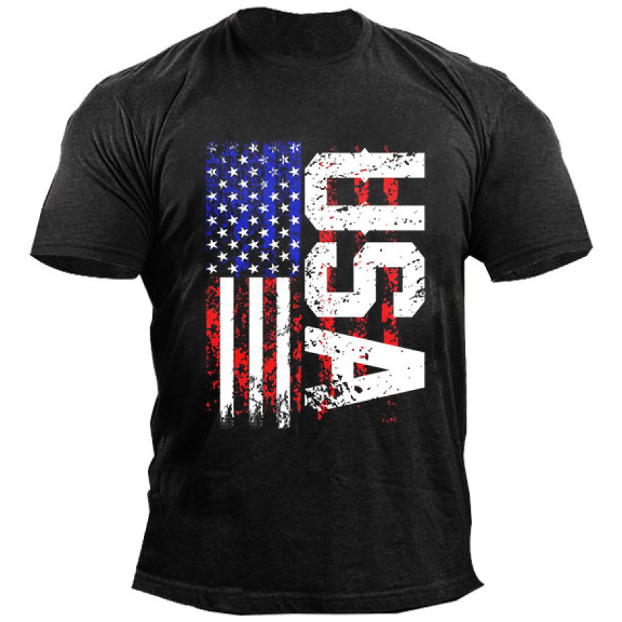 

Men's American Flag Print Crew Neck T-Shirt