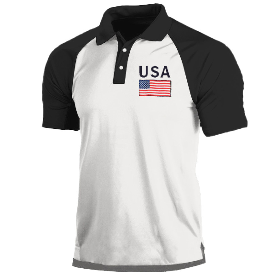 

Men's American Flag Outdoor Tactical Sport PoLo Neck T-Shirt