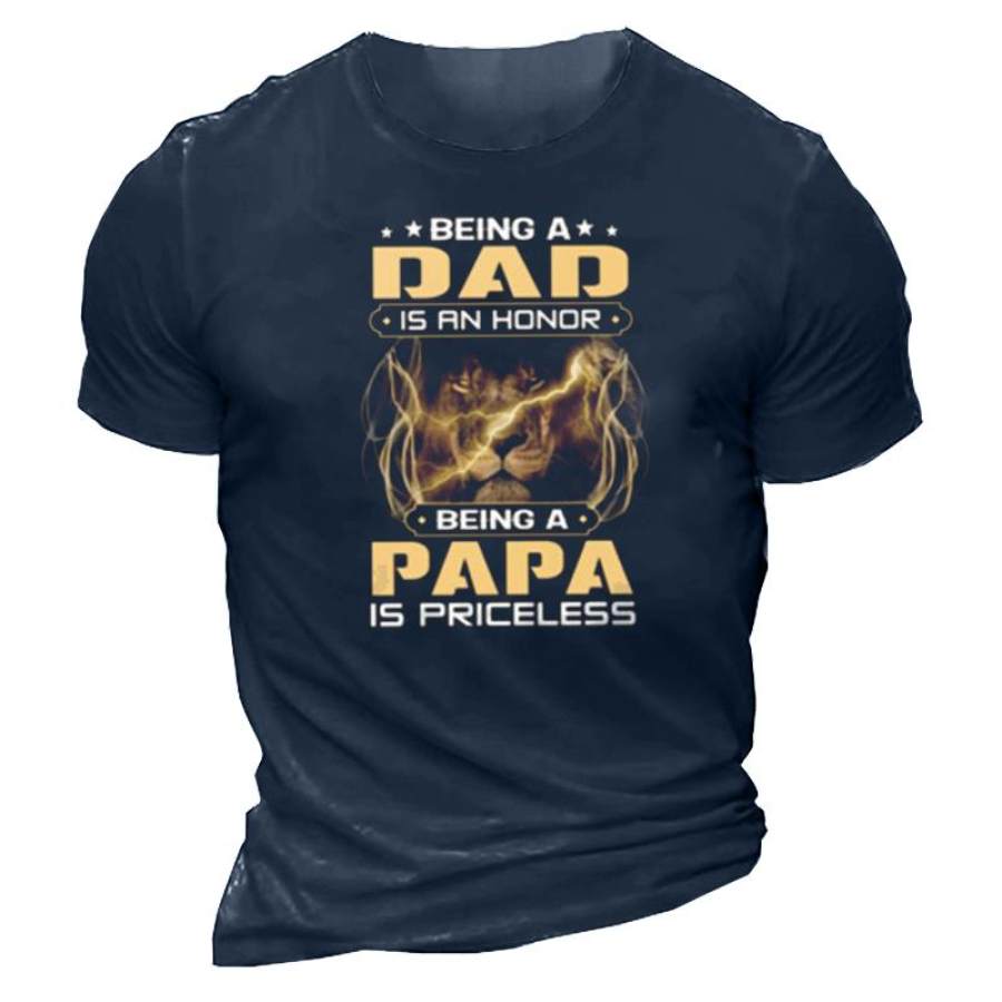 

Being A Dad Is An Honor Men's Lion Totem Cotton Print T-Shirt