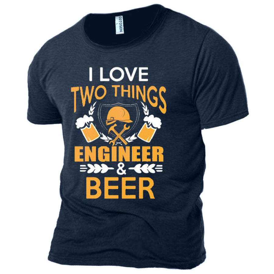 

I Love Two Things Engineer And Beer Men's Cotton T-Shirt