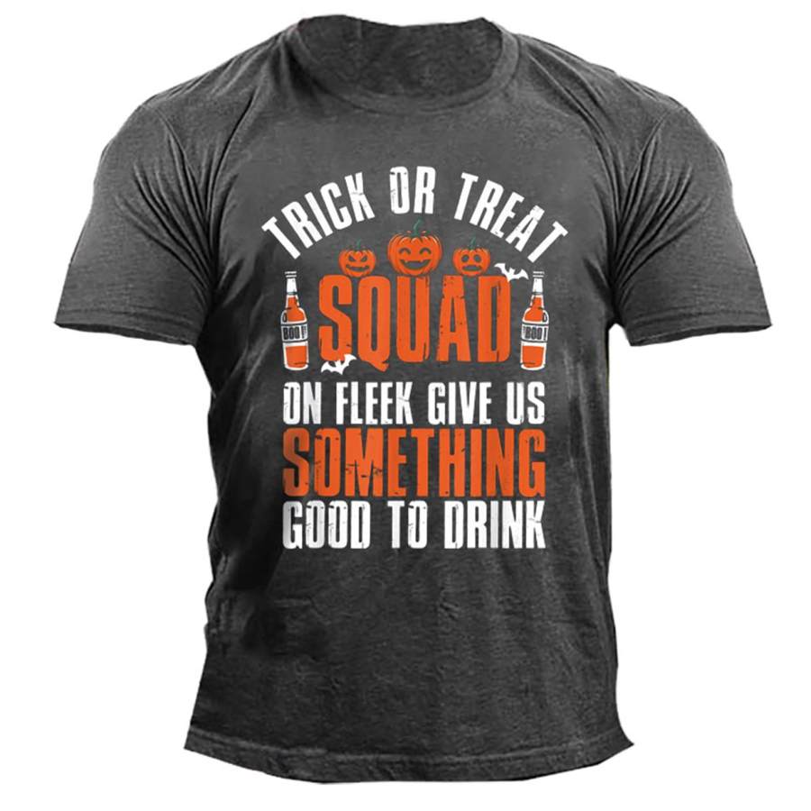 

Men's Trick Or Treat Squad Halloween Drink Print Cotton T-Shirt