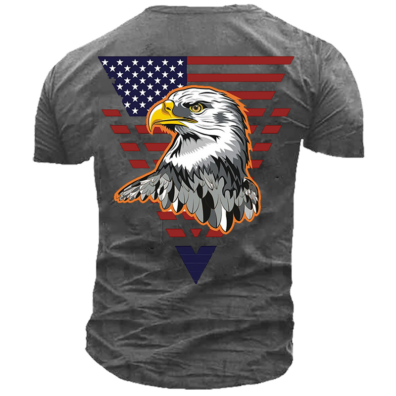 Men's American Flag Eagle Print Chic T-shirt