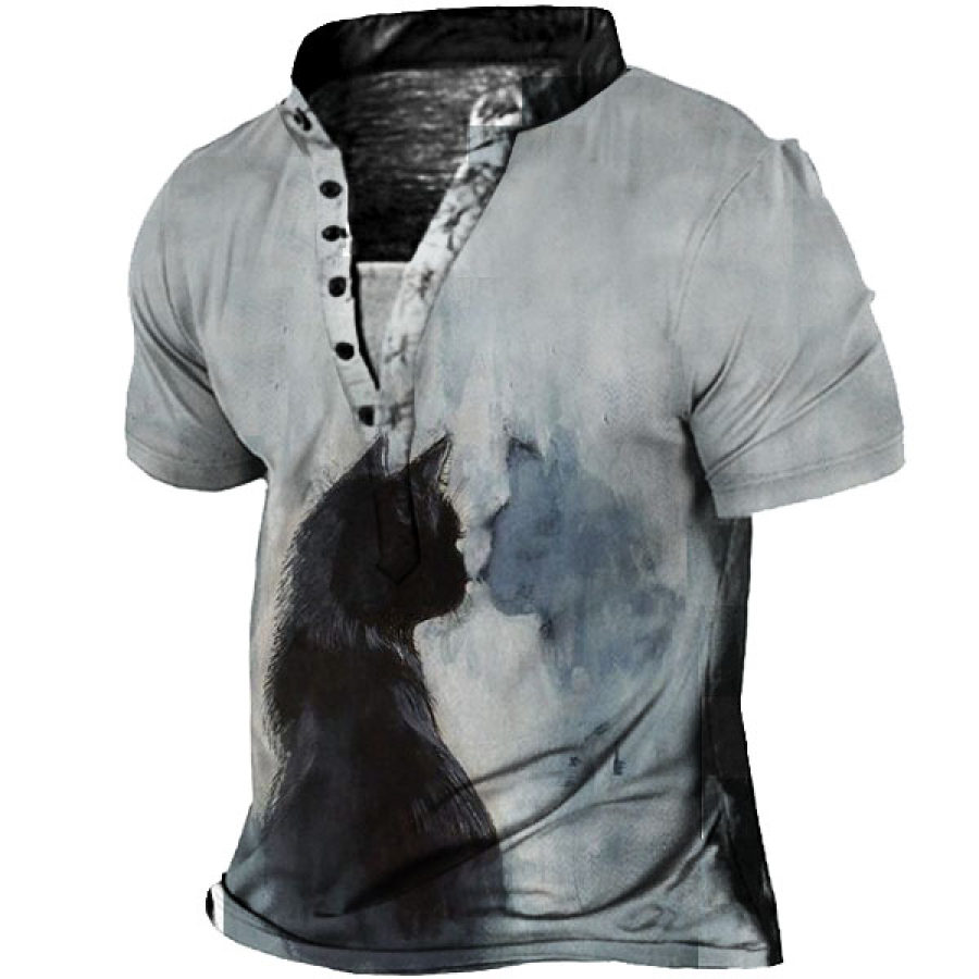 

Men's Cat Henley T-shirt