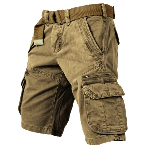 Men's Outdoor Vintage Washed Cotton Washed Multi-pocket Tactical Shorts - Chrisitina.com 