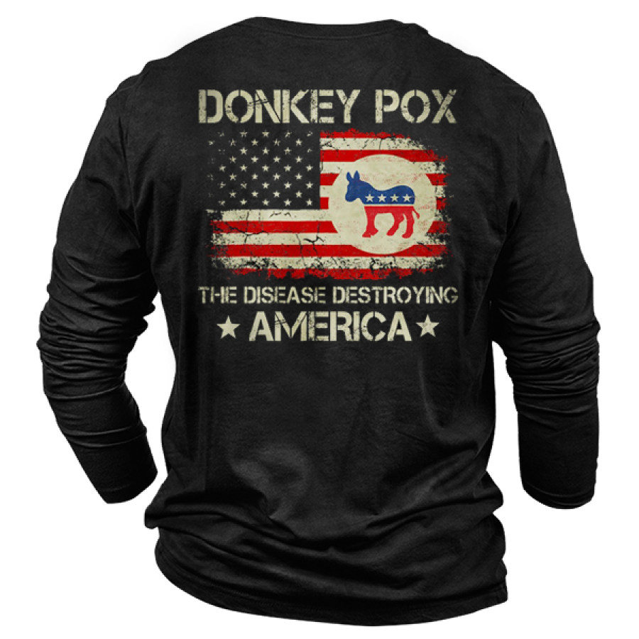 

Donkey Pox The Disease Destroying America Men's Long Sleeves Cotton T-Shirt