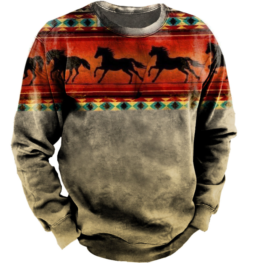 

Western Pattern Print Men's Outdoor Thin Sports Sweatshirt