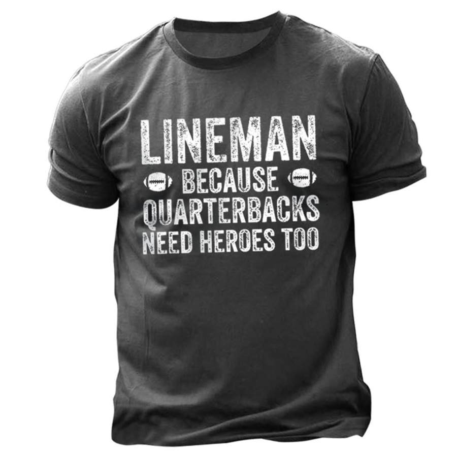 

Men's Lineman Football Print Cotton T-Shirt