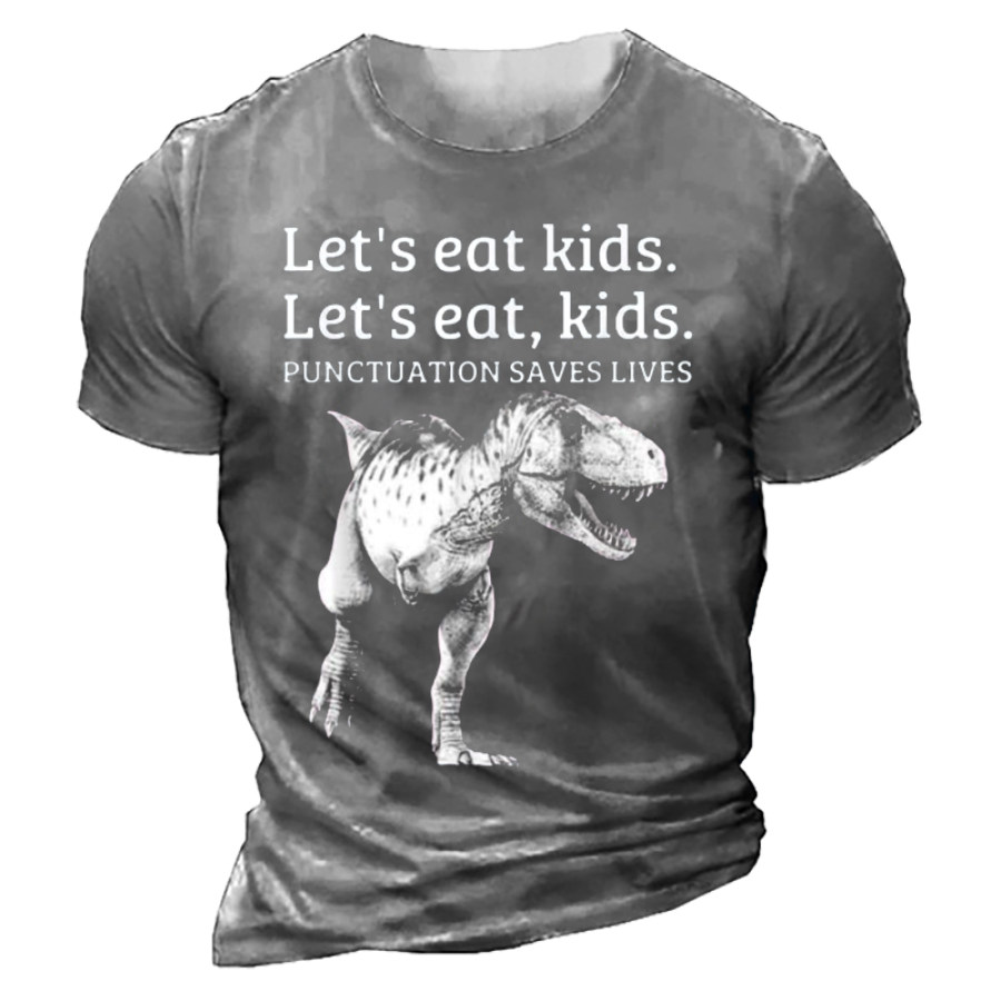 

Let's Eat Kids Punctuation Saves Lives Grammar Funny Men's T-Shirt