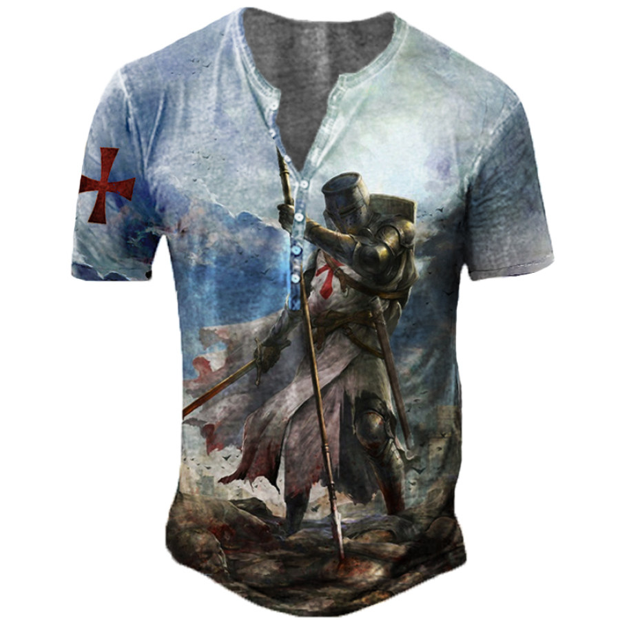 

Men's Fashion Knights Templar 3D Printed Cross Graphic Vintage T-Shirt