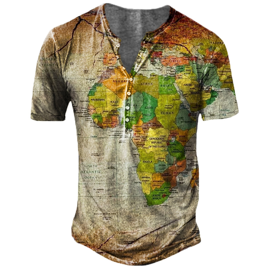 

Men's Vintage World Map 3d Printing T-shirt