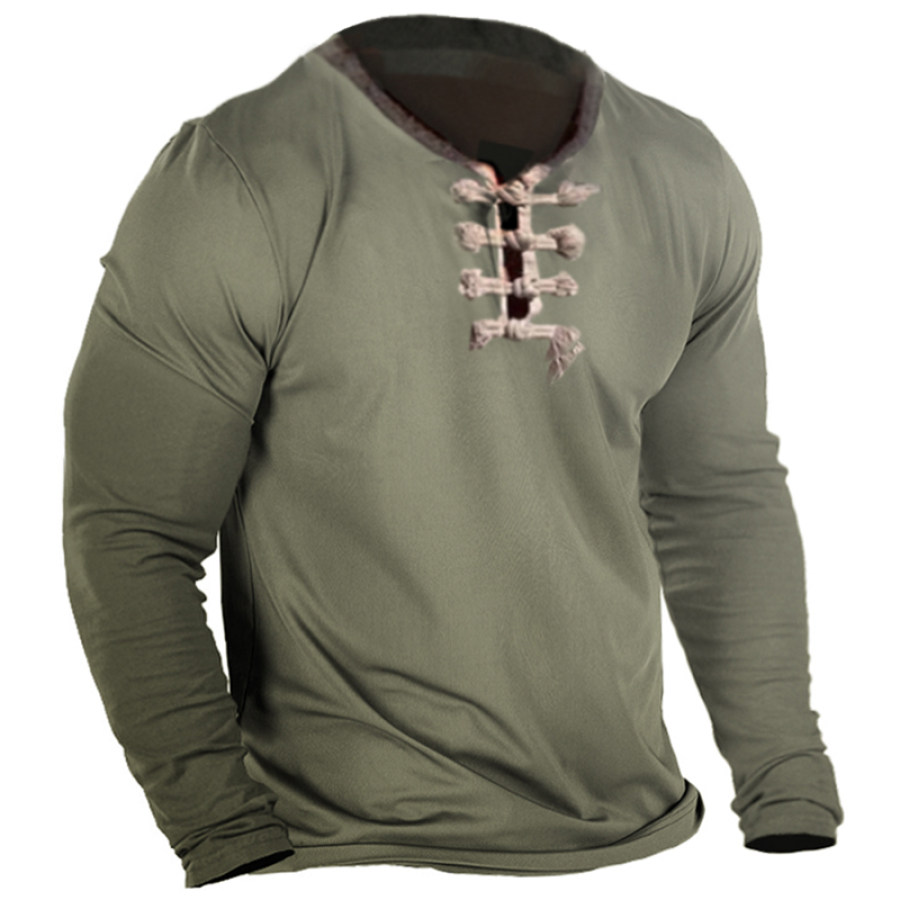 

Retro Kink Men's Outdoor Half Open Collar Tactical Long Sleeve T-shirt