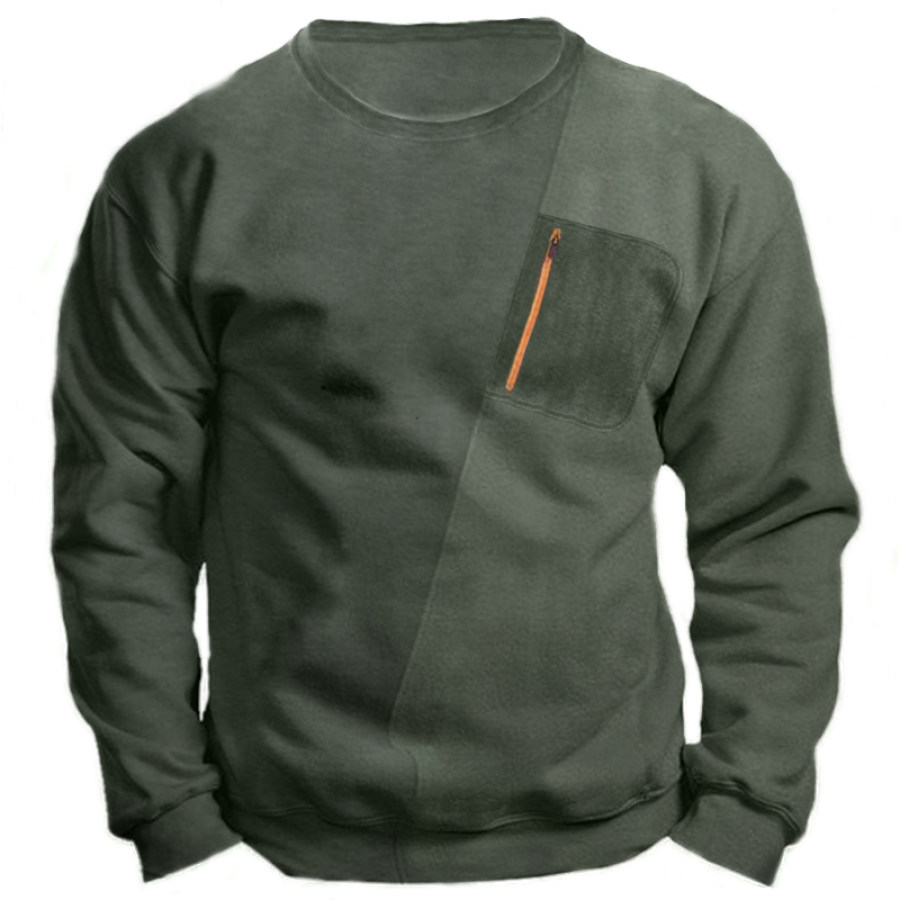 

Men's Patchwork Pocket Terry Sweatshirt