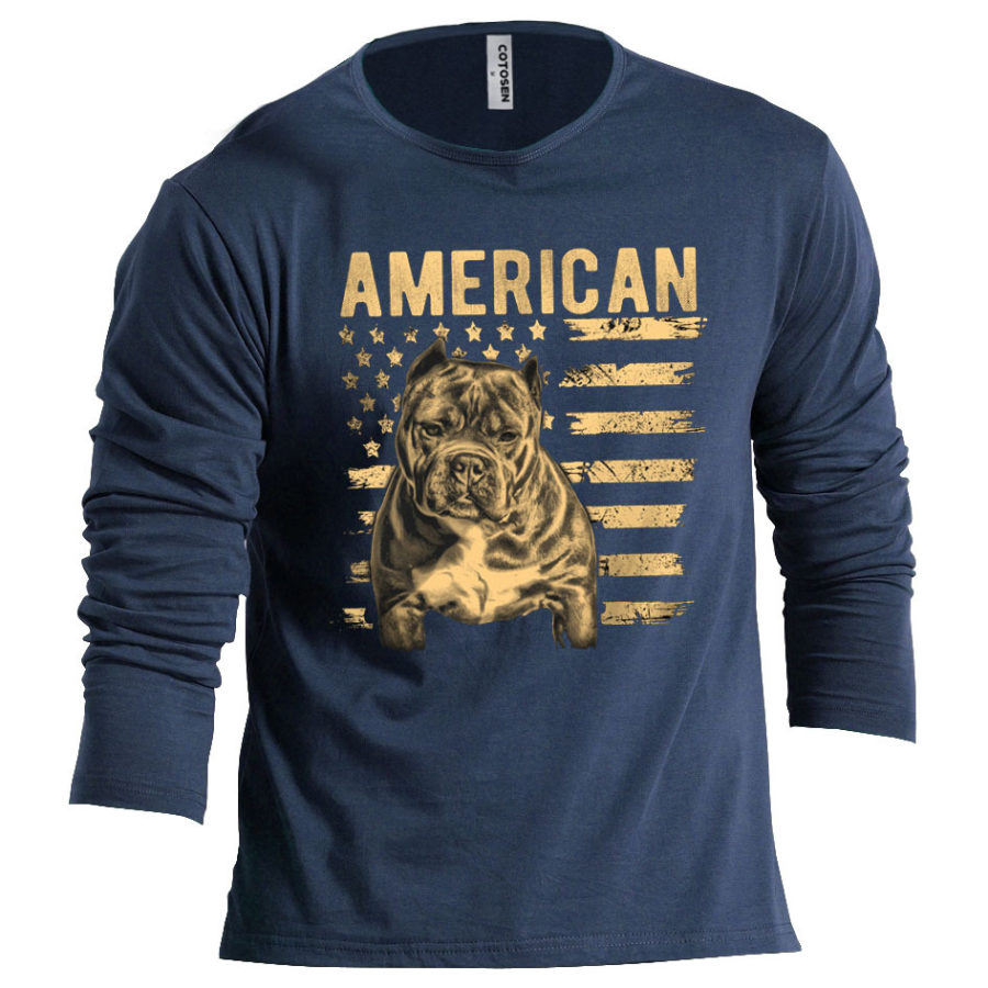 

Men's Patriotic American Pit Bull Cotton Long Sleeve T-Shirt