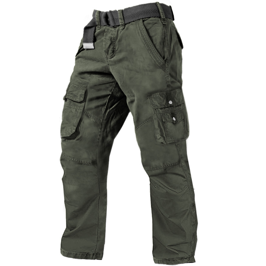 

Pantalones Cargo Casuales De Algodón Con Múltiples Bolsillos Para Hombres Al Aire Libre