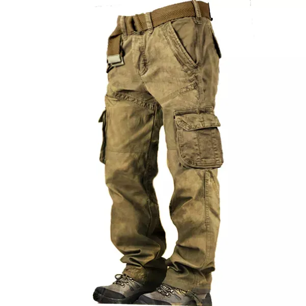 Men's Outdoor Vintage Washed Cotton Washed Multi-pocket Tactical Pants - Cotosen.com 