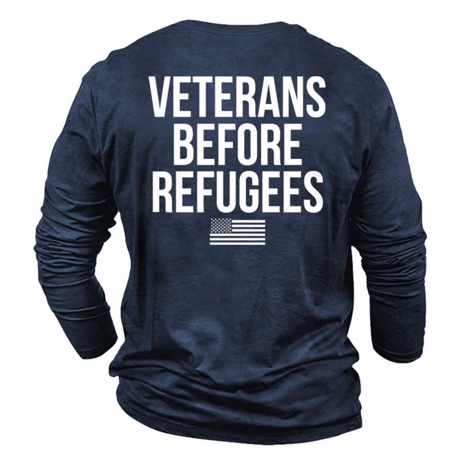 

Men's Veterans Before Refugees Cotton Long Sleeve T-Shirt