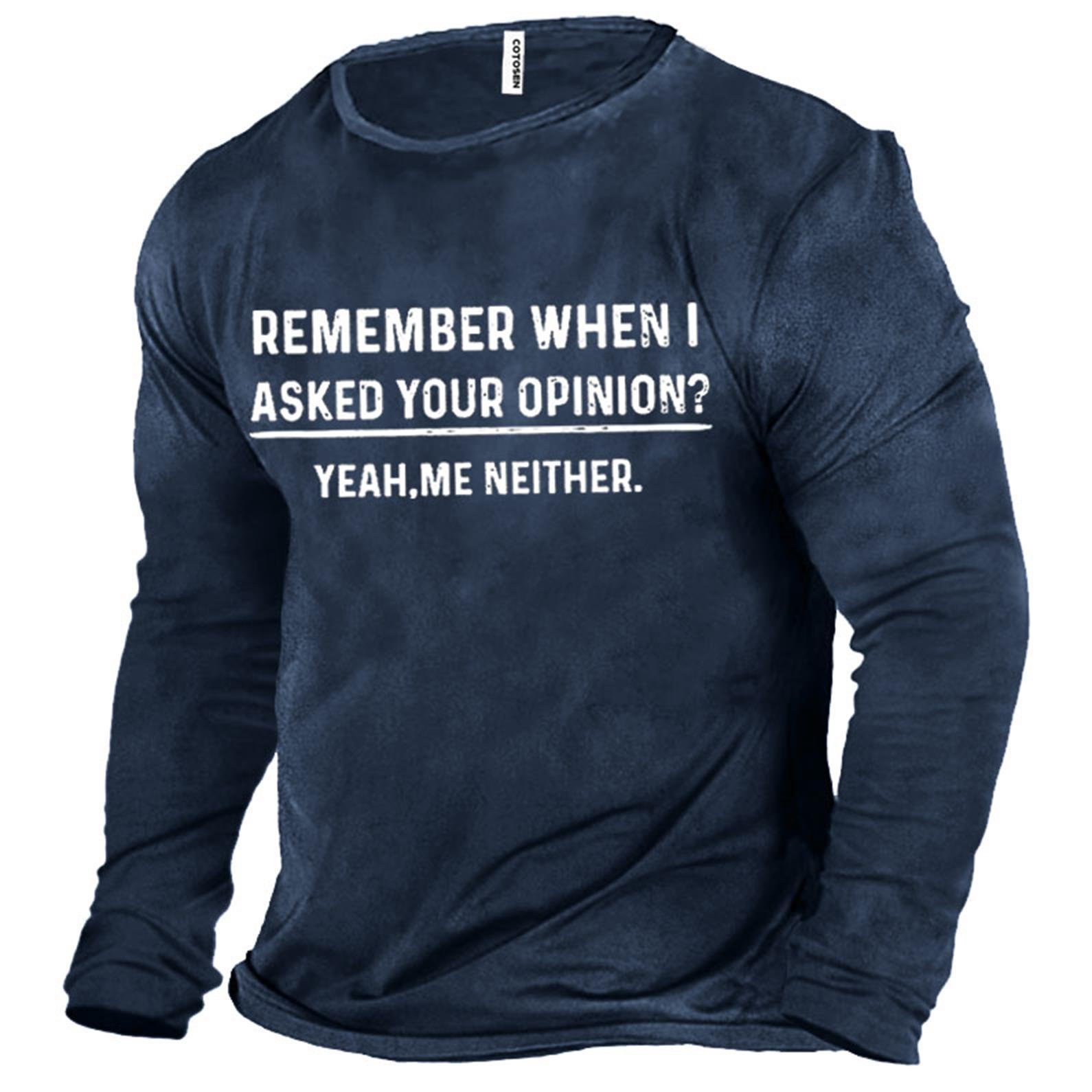 Remember When I Asked Chic Your Opinion Men's Cotton Long Sleeve T-shirt