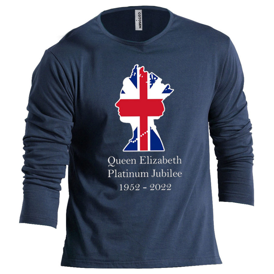 

Queen Elizabeth Platinum Jubilee Men's Cotton Long Sleeve T-Shirt