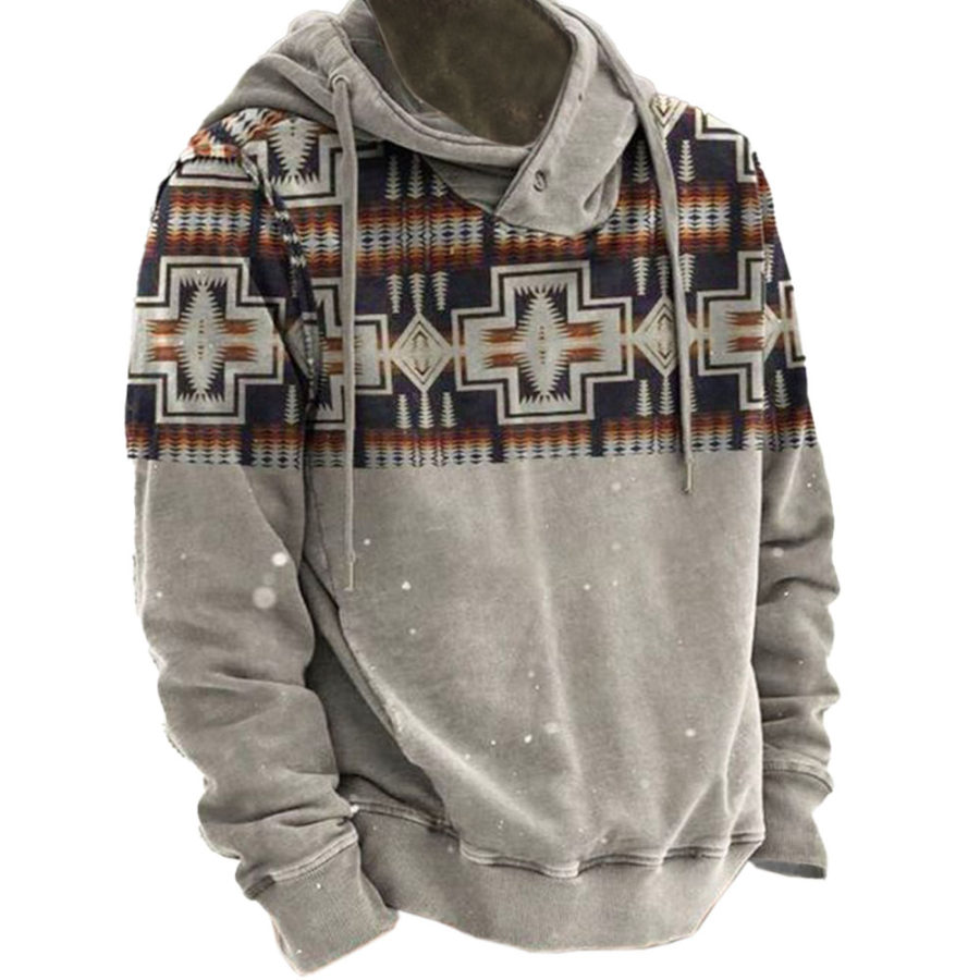 

Men's Vintage Ethnic Print Hoodie
