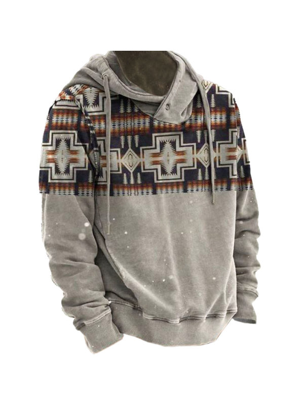 Men's Vintage Ethnic Print Hoodie