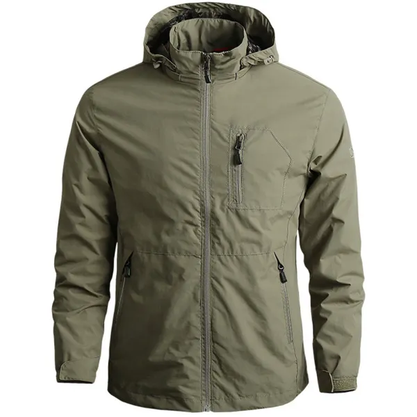 Men's Outdoor Sports Quick-Drying Thin Zip Windbreaker Hooded Jacket - Honeylop.chimpone.com 