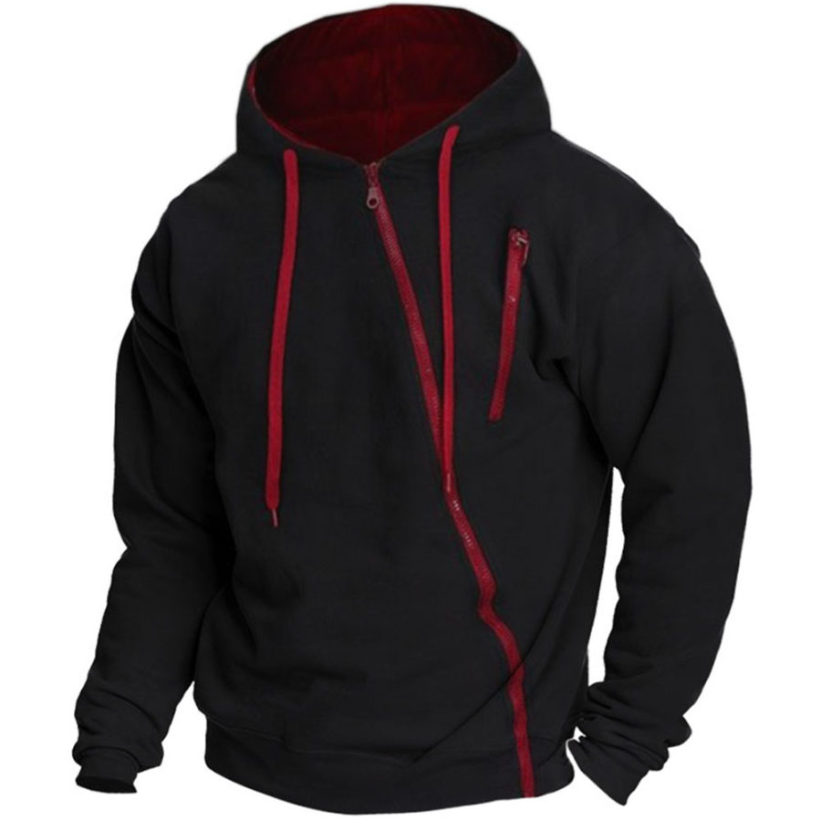 

Men's Zip Pocket Full Zip Colorblock Hoodie