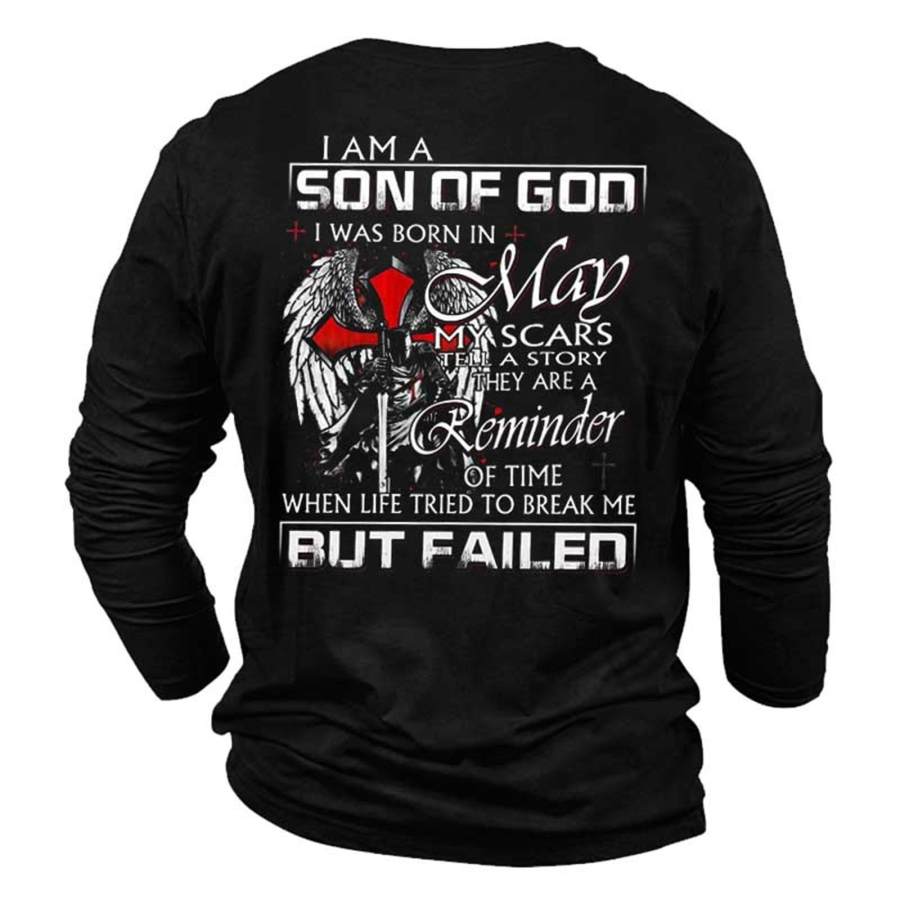 

I Am A Son Of God Templar Knight Men's Cotton Long Sleeve T-Shirt