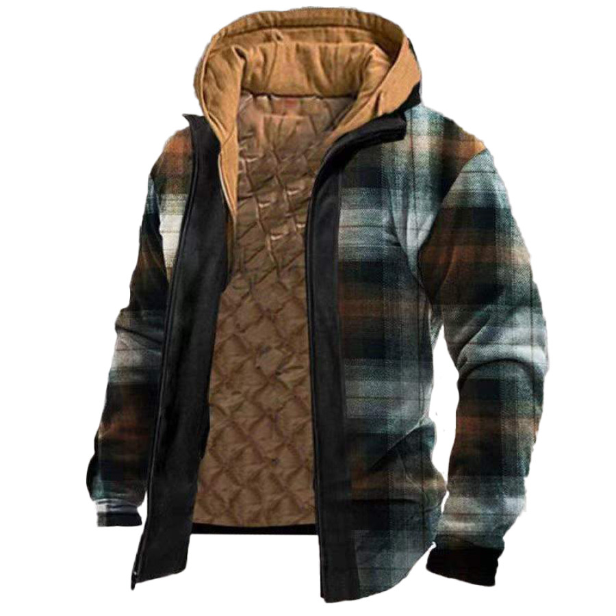 

Men's Winter Plaid Fleece Hooded Jacket