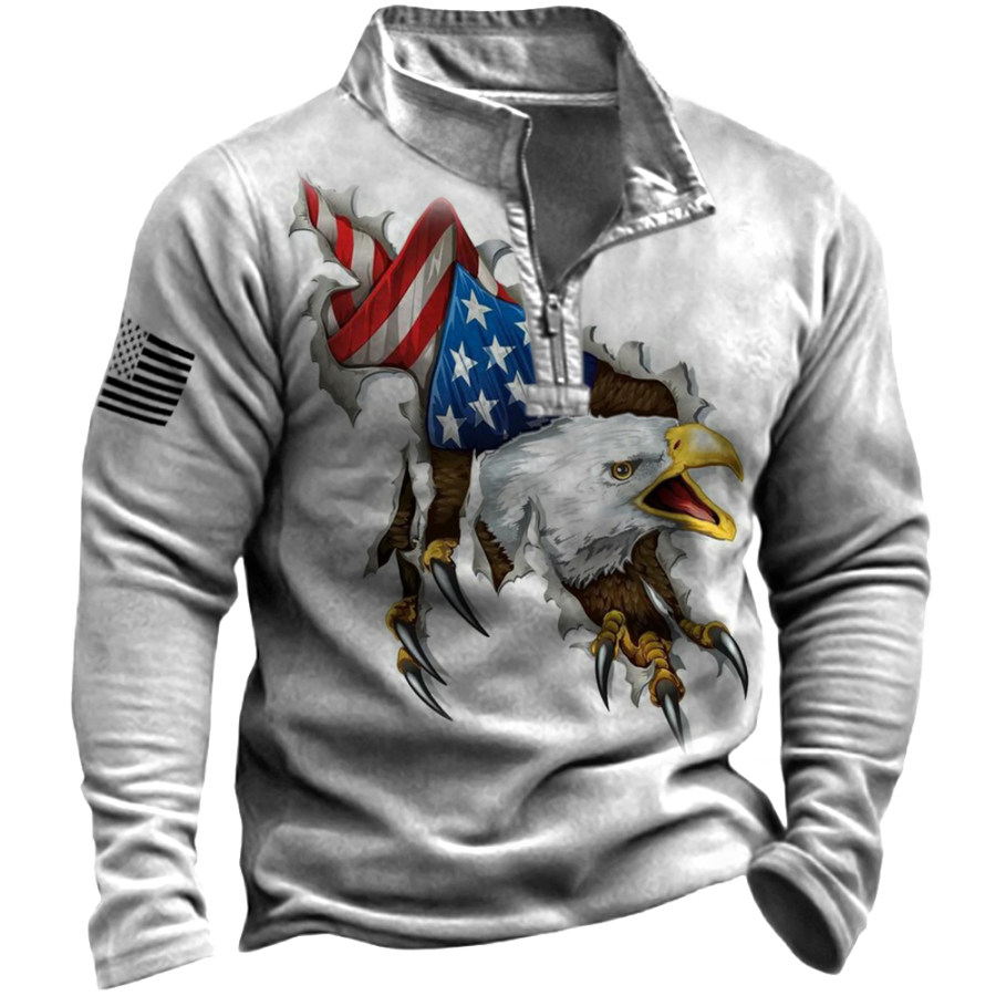

Men's American Flag Eagle 3D Print Zip Up Collar Sweatshirt