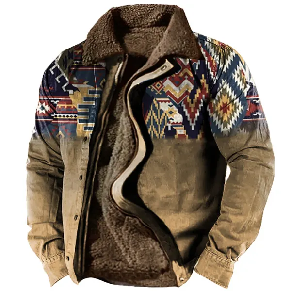 Men's Aztec Outdoor Ethnic Pattern Fleece Zipper Tactical Shirt Jacket Only $33.99 - Cotosen.com 