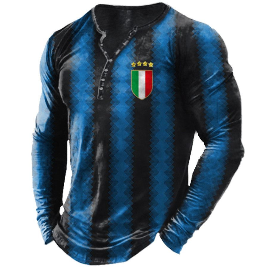 

Men's 2022 World Cup Italy Soccer Uniform Henley Collar T-Shirt