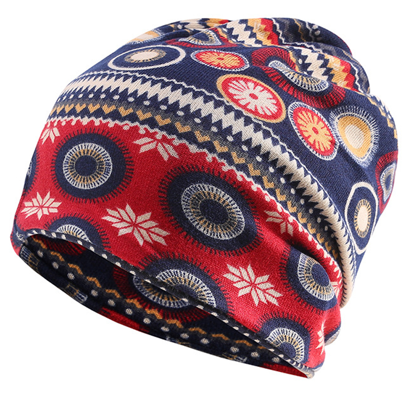 Men's Ethnic Geometric Print Chic Warm Knit Hat
