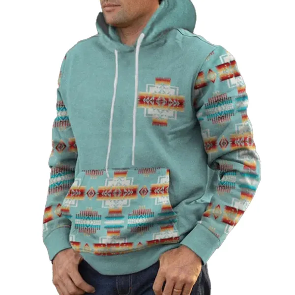 Men's Vintage Ethnic Print Hooded Sweatshirt - Honeylop.chimpone.com 