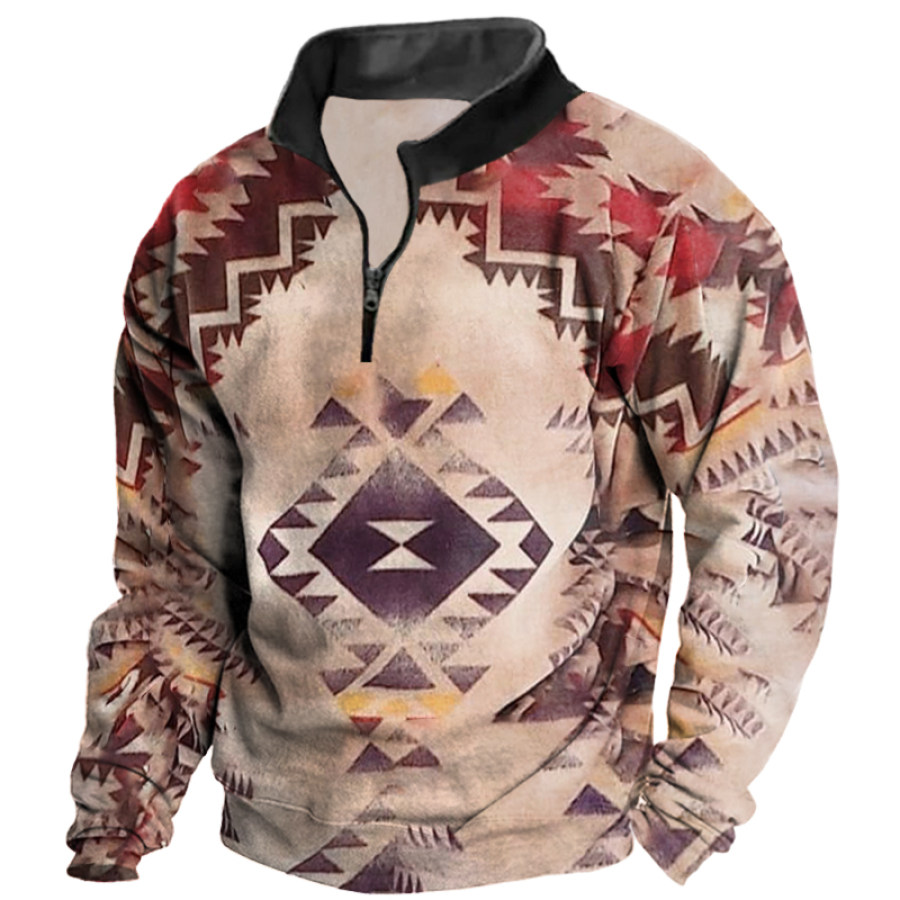 

Native American Culture Henley Collar Long Sleeve Sweatshirt