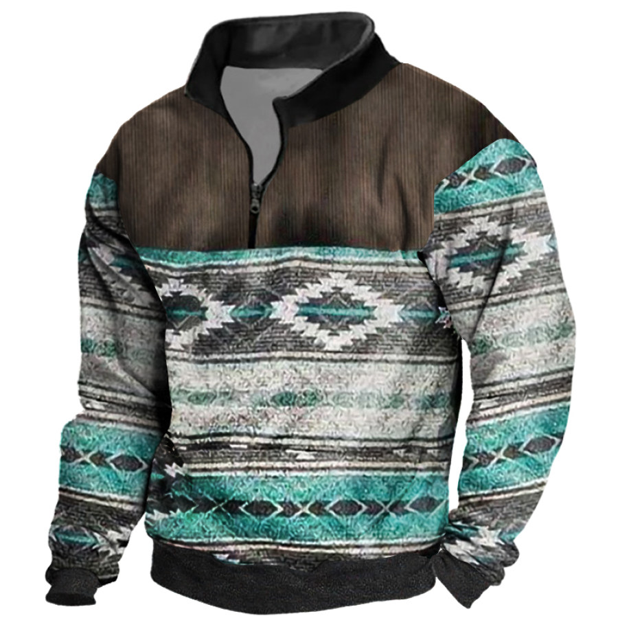 

Native American Culture Henley Collar Long Sleeve Sweatshirt